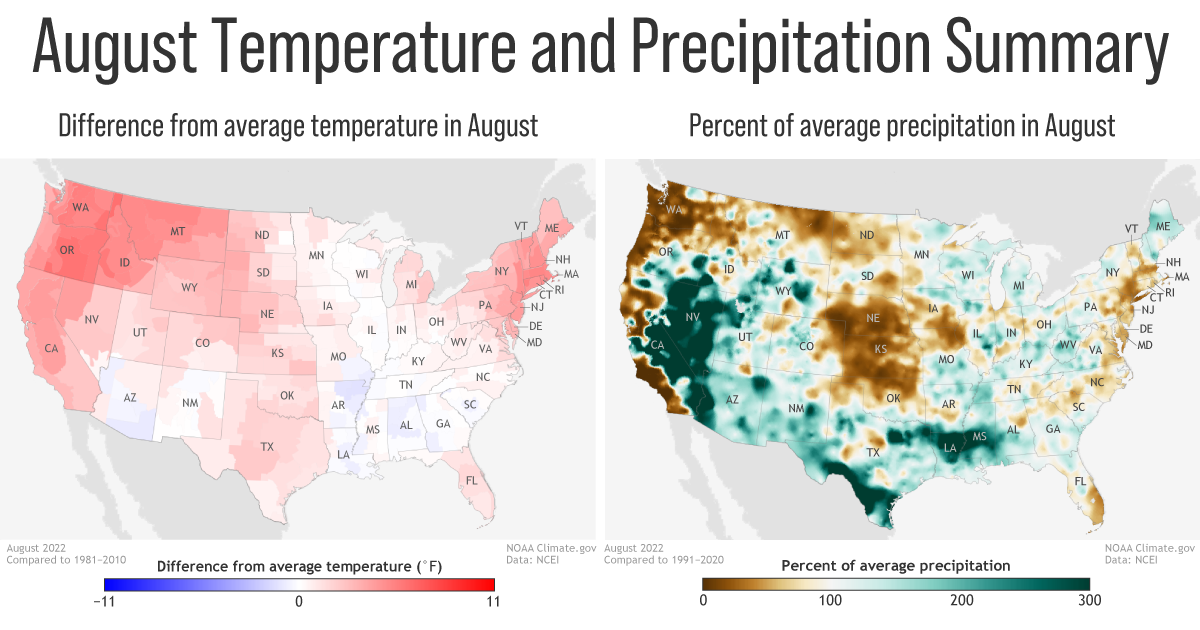 U.S. climate summary for August 2022 NOAA Climate.gov