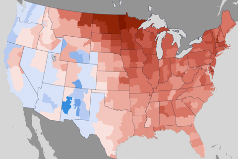 U.S. has fourth warmest winter on record; West & Southeast drier than average 