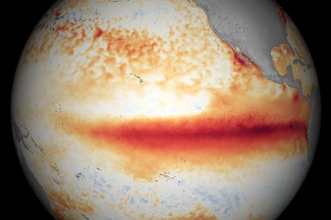 Warmth in the tropical Pacific in December 2015