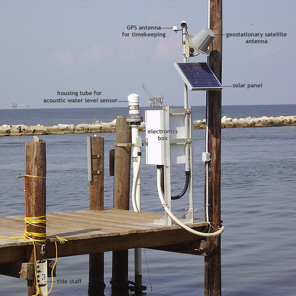 NOAA water level monitoring station with an acoustic sensor