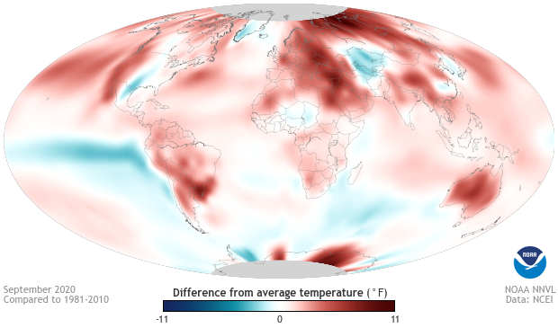 Temperature anomaly map