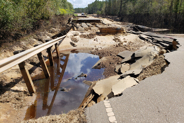 Photo of a road washout on NC52