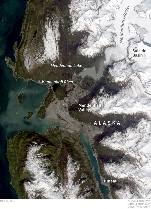 Satellite image of Alaska around Juneau