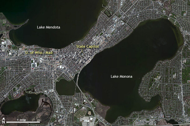 Satellite image of Madison, WI