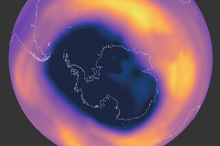 Map image for Antarctic ozone hole yearly maximum extent 12th-largest on record