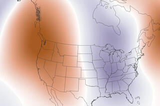 Map image for U.S. temperature extremes and the polar jet stream