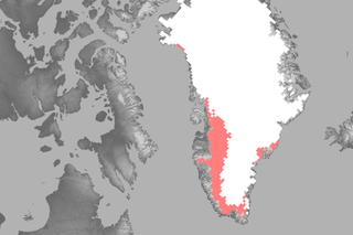 Map image for Greenland melt season off to very early start