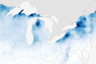 Map image for The paradox of lake effect snow: global warming could bring the Great Lakes more of it, at least for a while 