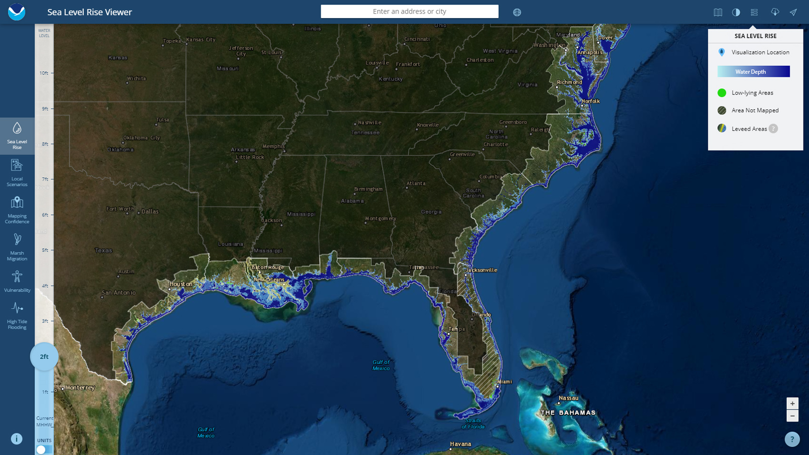 World Water Level Rise Map Sea Level Rise - Map Viewer | Noaa Climate.gov