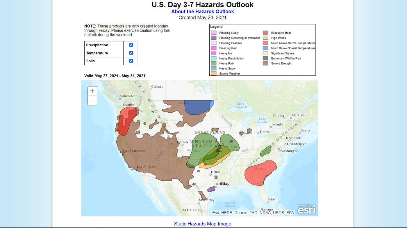 Example full sized image for U.S. Hazards Outlooks - Maps