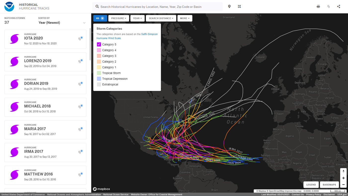 DatasetGallery Historical Hurricane Tracker Thumb 16x9 