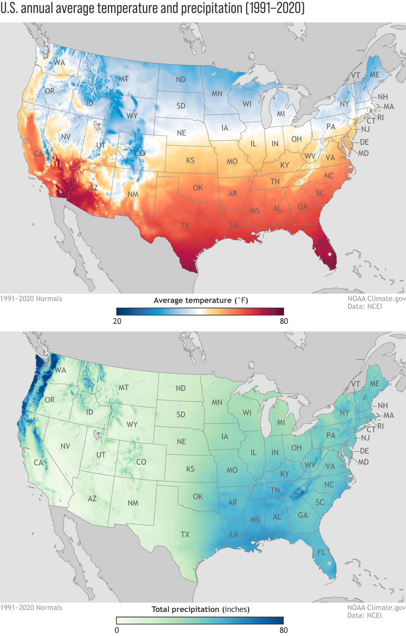 New maps of annual average temperature and precipitation from the U.S