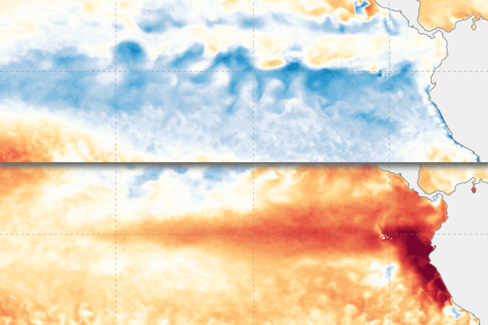 Watch La Niña fade and El Niño approach in the tropical Pacific Ocean in 2023