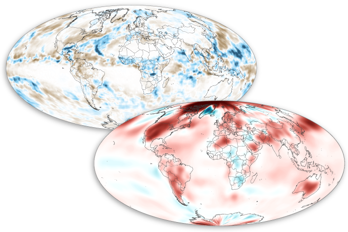 Global temperature and precipitation for October 2024