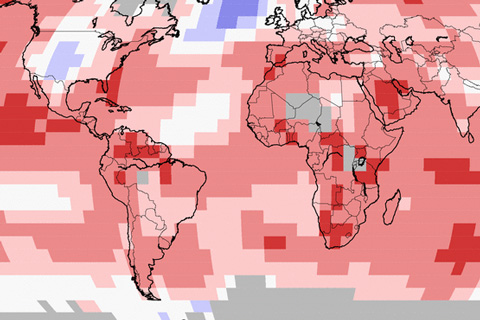 Worldwide, many areas record warm in May 2015