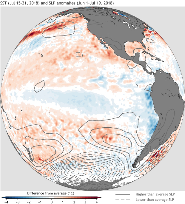 Sea level pressure, SST, South Pacific Ocean