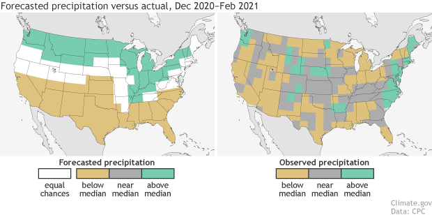 Winter precipitation outlook verification, 2020-2021