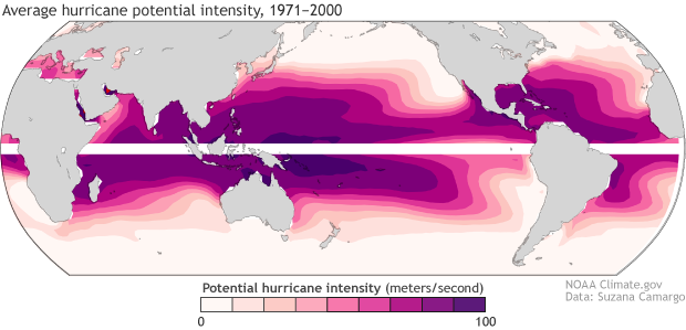 Hurricane intensity map