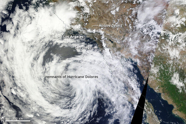 NASA satellite image of the remnants of Hurricane Dolores on July 19, 2015