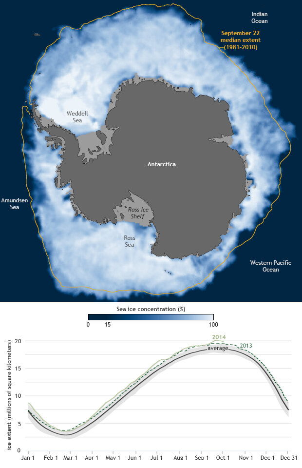 Map of sea ice around Antarctica