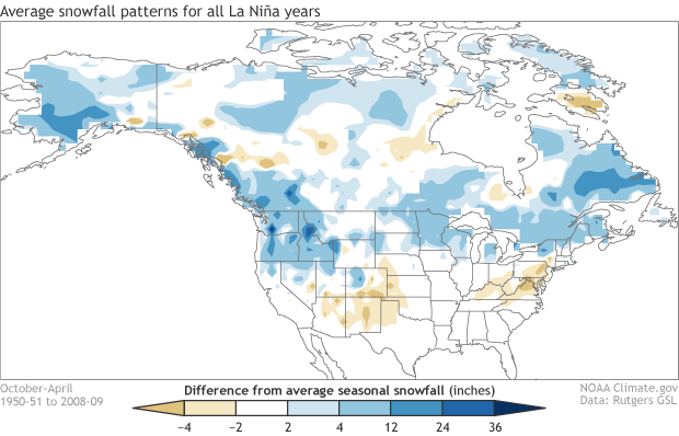 La Nina snowfall: all years