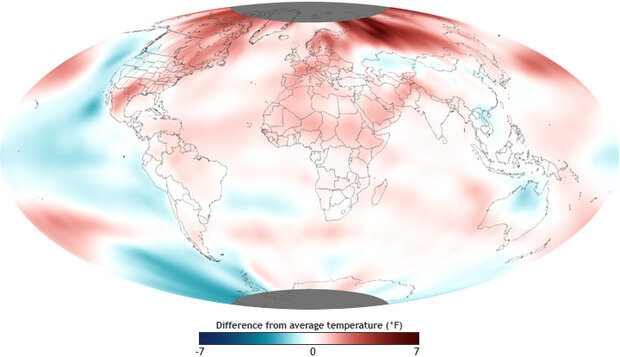 Map of global surface temperatures, 2011