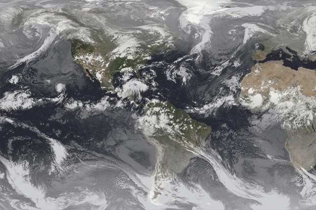 Animation from GOES-R satellite of the atmosphere moving chaotically