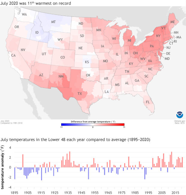 Temperature anomaly map and graph