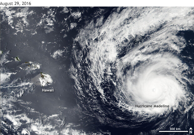 Hurricane Madeline approaching Hawaii
