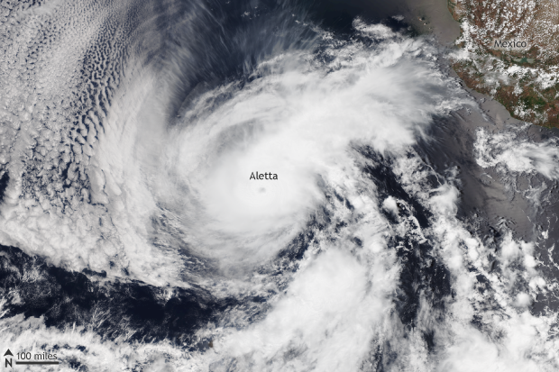 Satellite image of hurricane Aletta on June 8, 2018