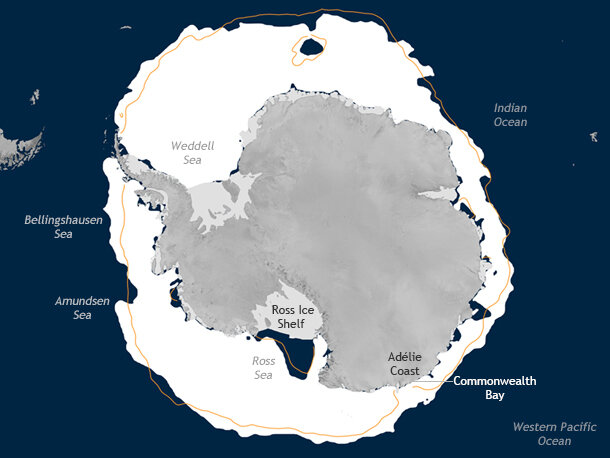 Antarctic sea ice extent map December 2013