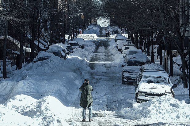 A New York City street during the January 2016 snowstorm