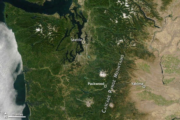Photo-like satellite image of Washington and Oregon