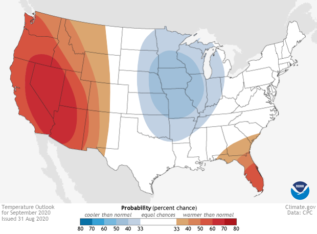 Temperature outlook for September 2020