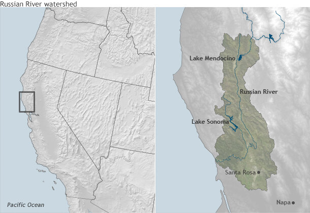 Who Rules California S Russian River NOAA Climate Gov   RussianRiverWatershed 610 