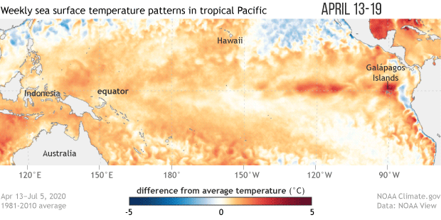 Weekly sea surface temperature patterns in tropical Pacific