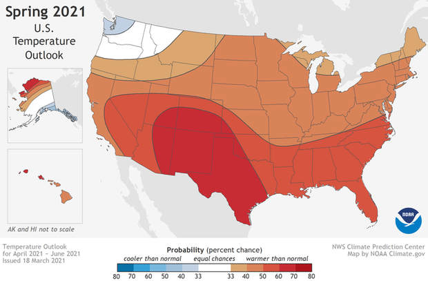 Spring outlook: temperature