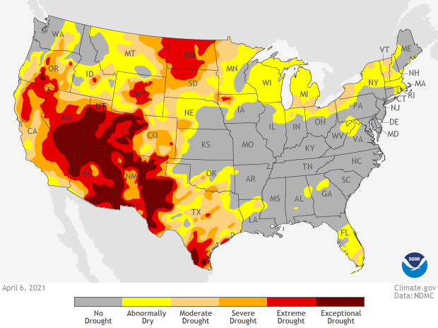 U.S. drought conditions (April 6, 2021)