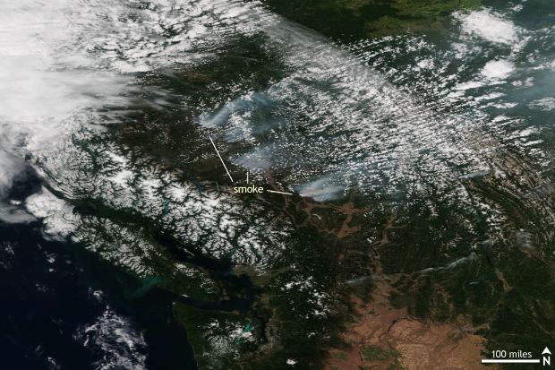 Suomi NPP satellite image of British Columbia on July 30, 2017