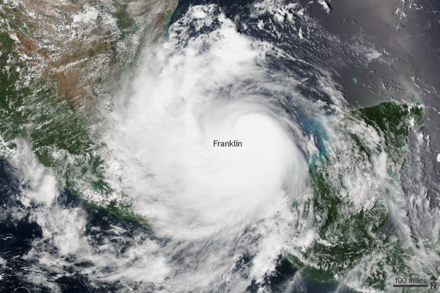 Suomi NPP Satellite image taken of Hurricane Franklin on August 9, 2017 using the VIIRS instrument