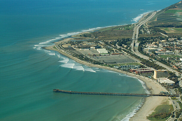 Aerial photo of surfer's point, California