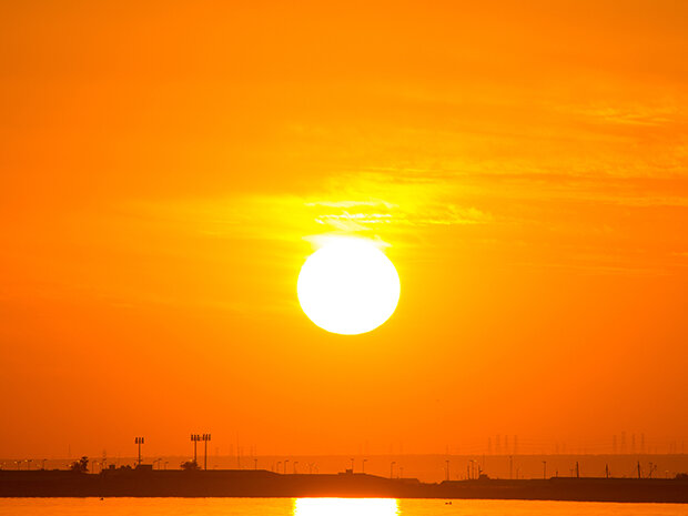 Sun setting over Kuwait