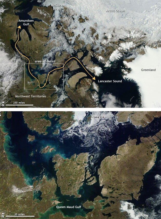 Canadian Arctic on August 9, 2016, wide and detail views