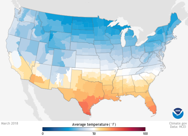 US temperature map