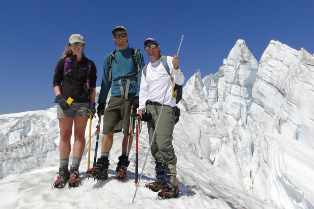 Picture of glaciologist Mauri Pelto and his daughter, Jill, and son, Ben