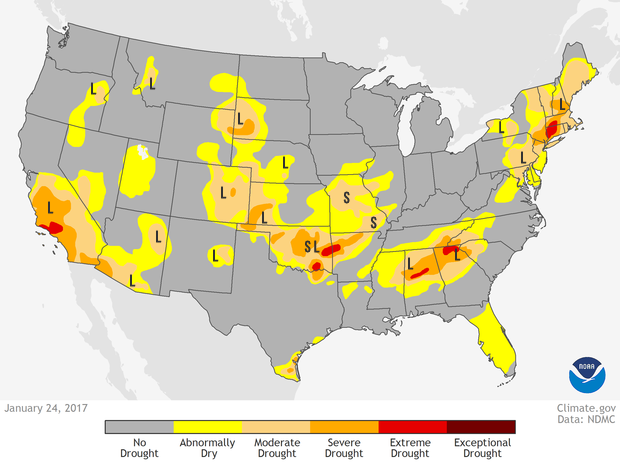 Drought map of united states