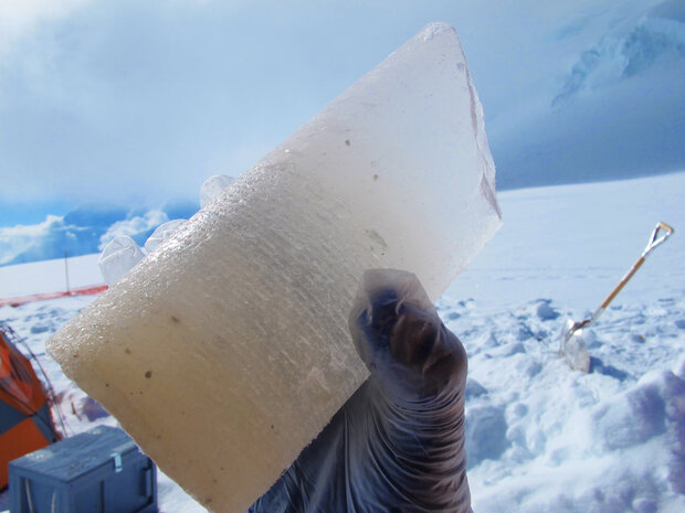 Ice core in field