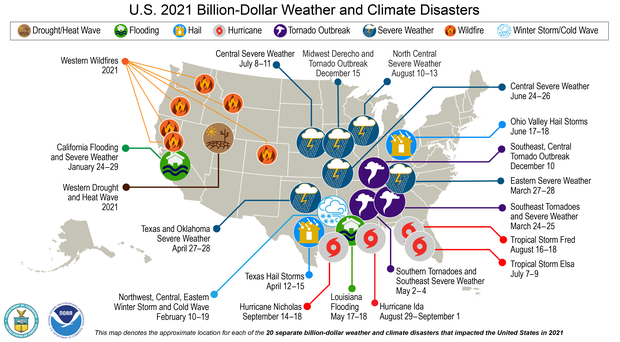 2021 U.S. Billion-dollar Weather And Climate Disasters In Historical ...