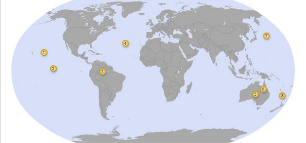 Global map with small icons showing location of La Niña-linked events