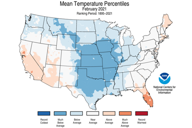 Temperature percentile map